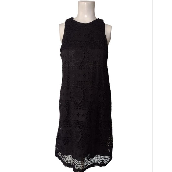 Francesca's Miami Crotchet Lace Overlay Dress Size S Black Sleeveless Boho - Picture 1 of 11